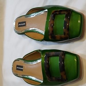Green and Tortoise Slides/Mules